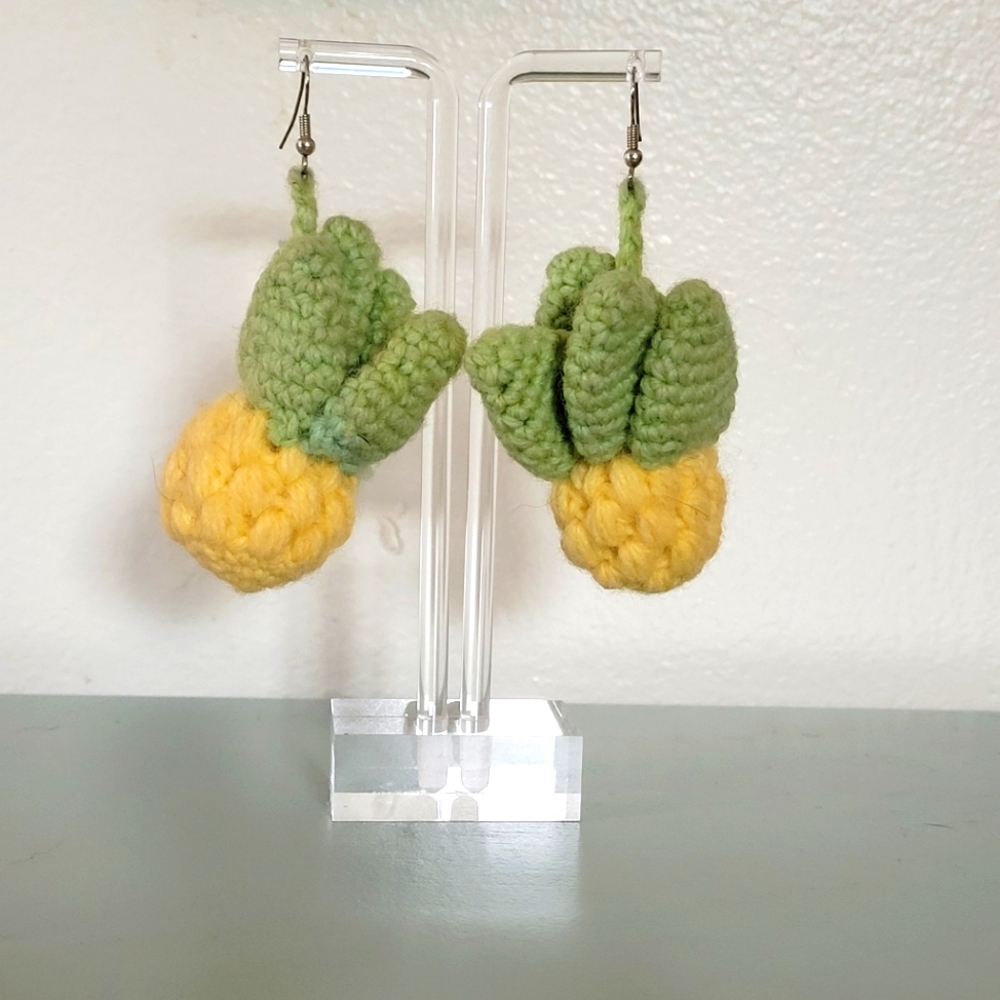 handmade crochet pineapple earrings